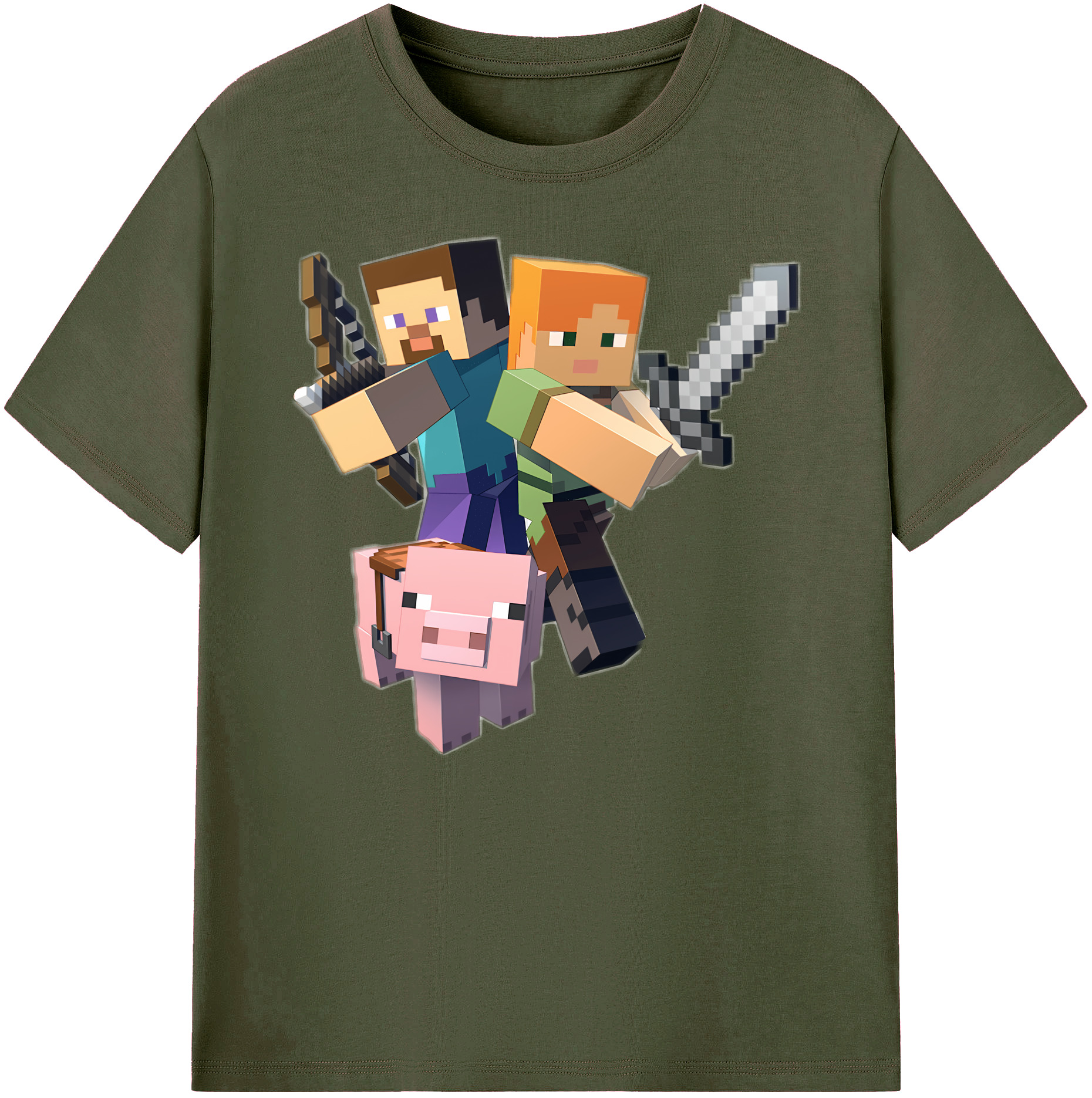 （画像用） マインクラフト ブロックの世界 Minecraft MC Block world 綿100％ メンズ半袖Tシャツ｜肌触りやわらか＆通気性